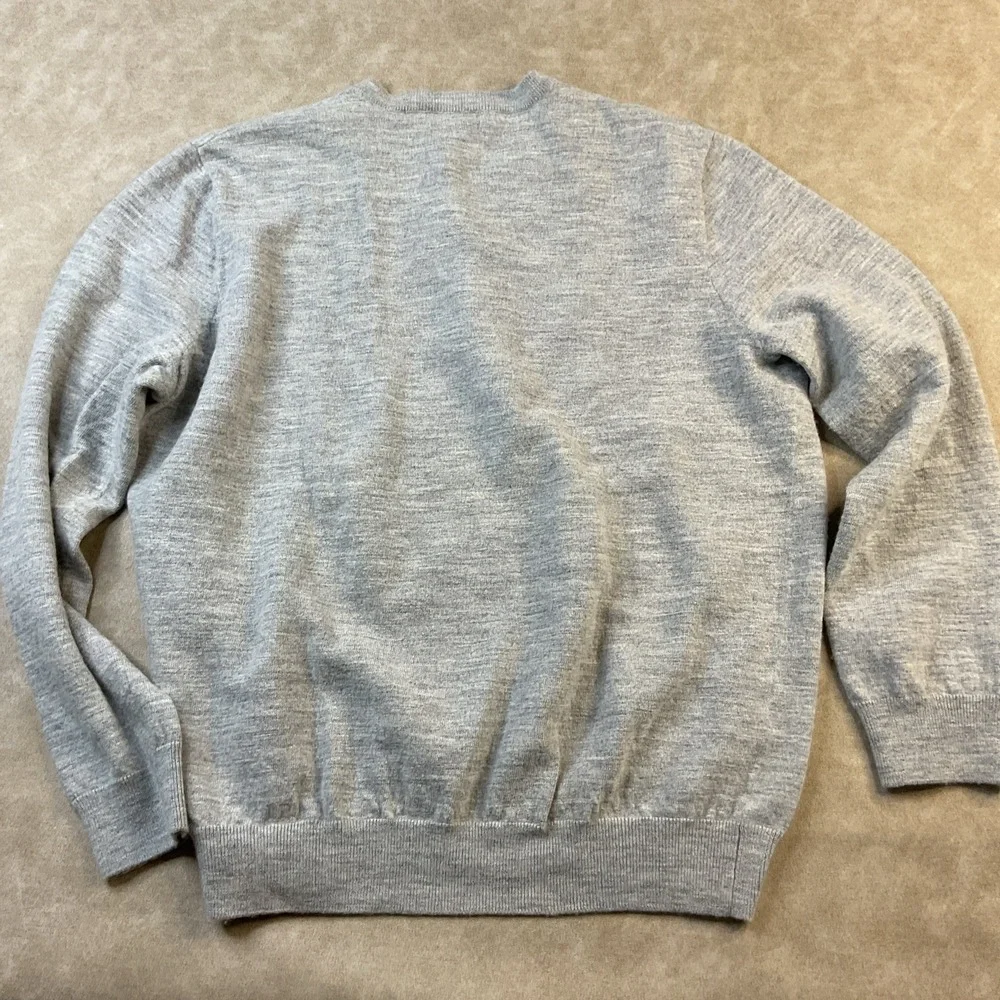 Banana Republic Sweater Men Sz 2XL 100% Merino Wool Argyle Detail Pullover Grey
